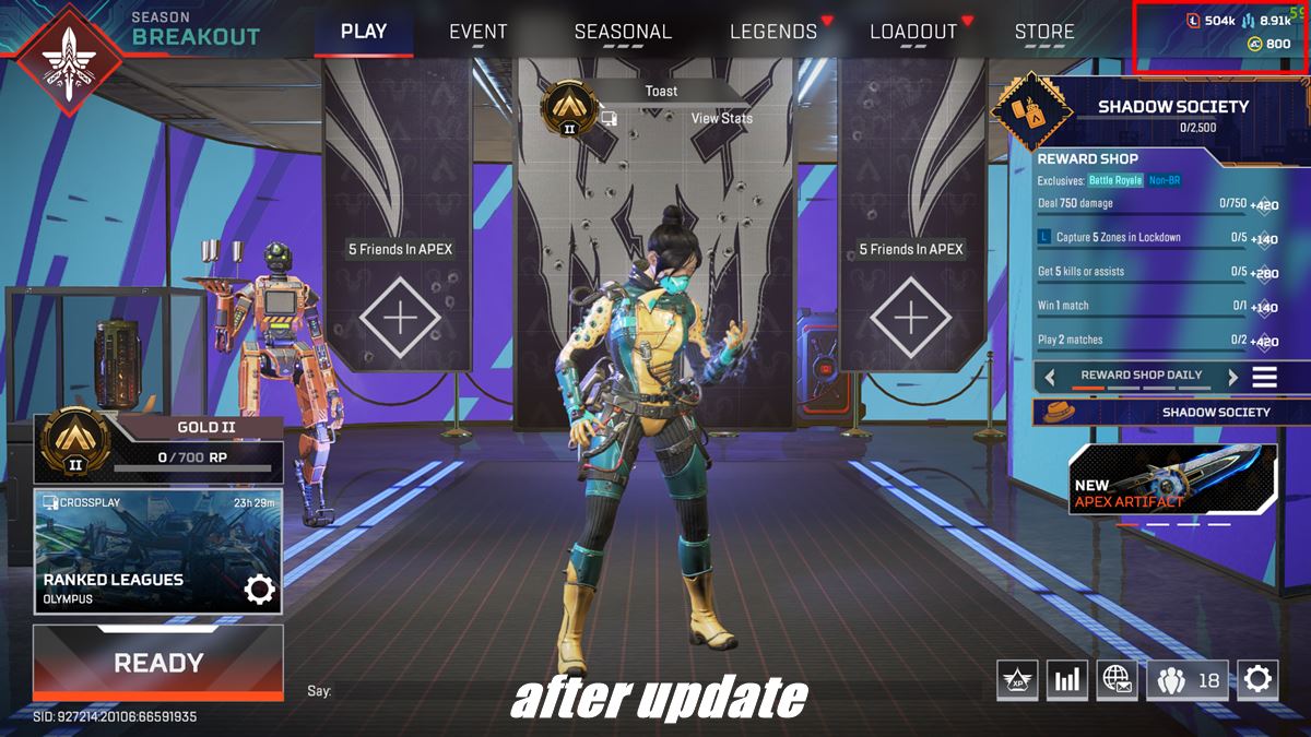 New Apex Legends Split Causing Players Lose Coins, Materials, Badges and Progressions