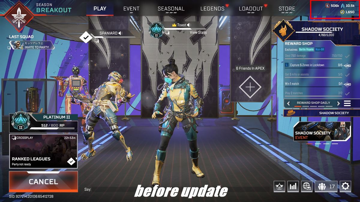 New Apex Legends Split Causing Players Lose Coins, Materials, Badges and Progressions