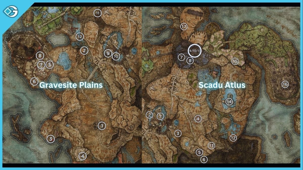 Location for talismans in Gravesite Plains and Scadu Atlus