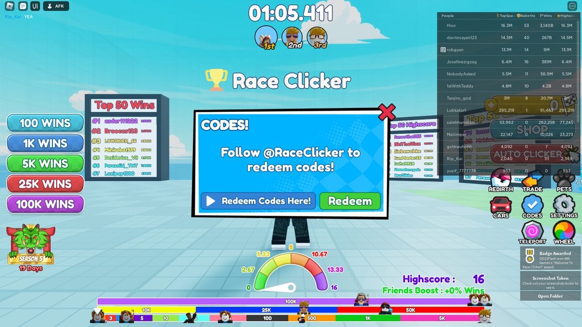 Race-Clicker Codes